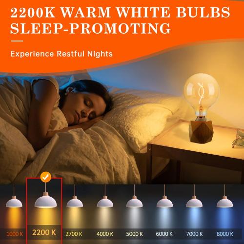 G125 /G40 Amber Glass Large Oversized Dimmable LED Edison Bulb, E26 2200K Warm White Extra Big Round Vintage Light Bulbs, 4 Watt 150LM Decorative 25Watt Globe for Bedroom Living Room Bar and cafe