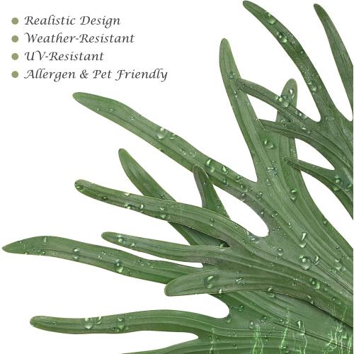 Size 20.9 Velener Artificial Staghorn Fern Plants Without Pot-20.9 Inches, Unique Waterproof Faux Staghorn Fern for Garden, Fall Autumn Decoration