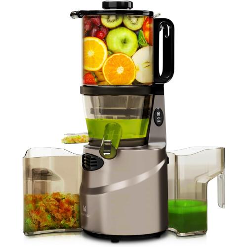 MightyIsle Large Mouth Cold Press Juicer Machine - Juice Extractor Maker w/Sorbet Attachment, 5.4 Wide Feed Chute - Compact Masticating Juicing, Easy to Clean Juicer Machines for Vegetable and Fruit