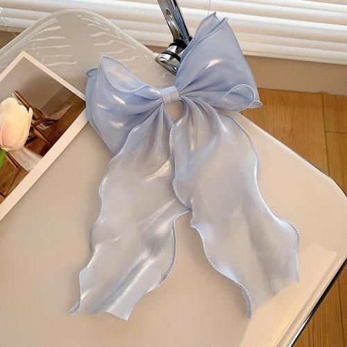 papasgix Hair Bow Clips: Solid Color Silk Ribbon Bows for Women and Girls (1, Blue)