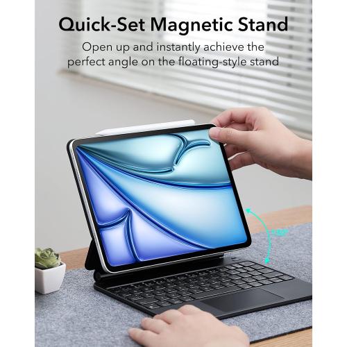 ESR iPad Air 11 inch Case with Keyboard (M3/M2, 2025/2024), iPad Pro 11 (4th/3rd/2nd/1st Gen) & Air 5/4th Magic keyboard Case, Easy-Set Floating Cantilever Stand, Precision Multi-Touch Trackpad, Black