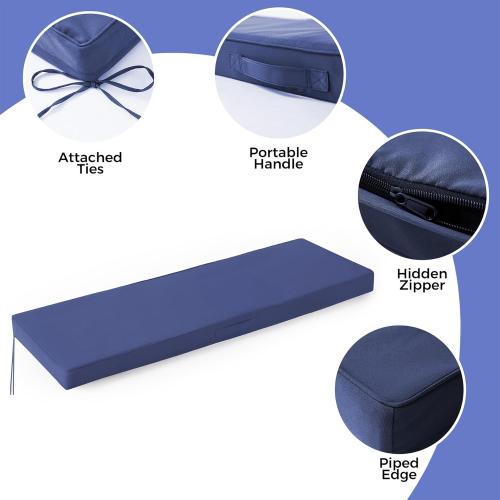 IPYNBAP Outdoor Bench Cushions for Outdoor Furniture, 48x18x3 Inch, Waterproof Bench Pillow, Fade Resistant Long Bench Seat Pads for Garden, Indoor, Porch Swing, Navy Blue