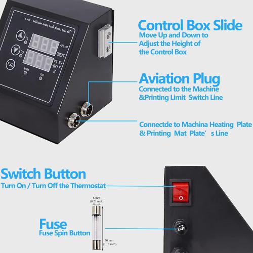 FelRelWel K Type Heat Press Control Box,Replacement Parts for 15x15 Heat Press,Temperature Time Dual Display,Heat Press Machine Control Box for T Shirts、Short、Mug、Cup,1400W,Pre-Purchase Consultation