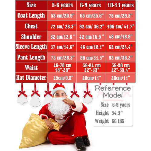XS Boys Santa Claus Costume, Children's Santa Costume, Kids Xmas Santa Suit Christmas Outfit for Halloween Cosplay
