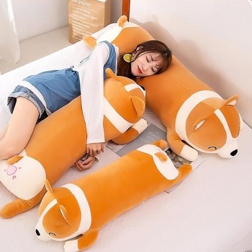 Shiba Inu Plush Pillow Stuffed Animal Dog 47.2inch Cute Corgi Akita Soft Plush Toy Comfort Cushion Gifts for Girls Boys (Orange, 120cm/47.2inch)