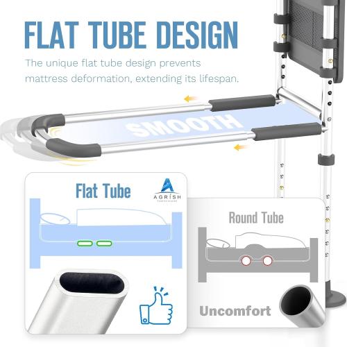 Agrish Bed Rails for Elderly Adults Safety - with Motion Light & Storage Pouch, Bedside Assist Bar with Support Legs for Seniors & Surgery Patients - Medical Bed Rail
