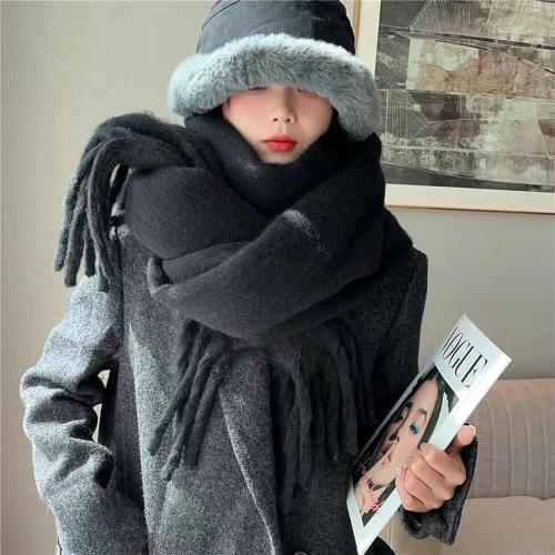 AUSEKALY Women's Scarf Big Colorful Thick Blanket Wrap Winter Oversized Warm Chunky Scarves Solid