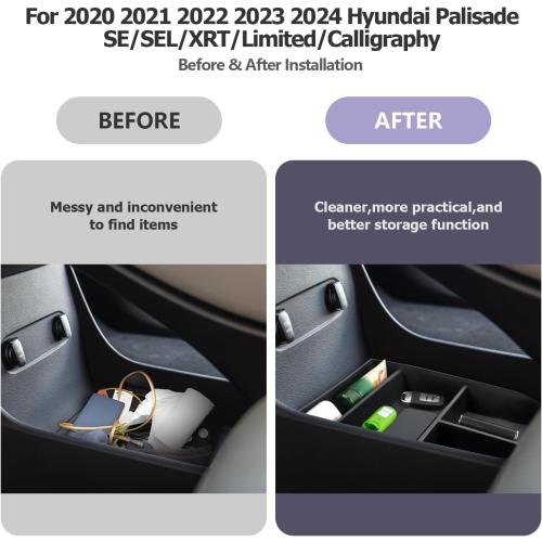 2025 Palisade Organizer for 2020 2021 2022 2023 2024 2025 Hyundai Palisade SE/SEL/XRT/Limited/Calligraphy Center Console Organizer Under Armrest Organizer Insert Tray 2025 Palisade Accessories 2PCS