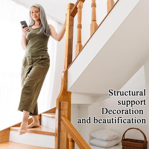 Bonerwhite 2 Pcs 3.5x3.5x48 in Solid Oak Stair Newel Post with A Single Groove Notched Wood Balusters for Staircase Handrails Interior Wood Newel Post Interior Railing for Stair Handrails Railing Kit