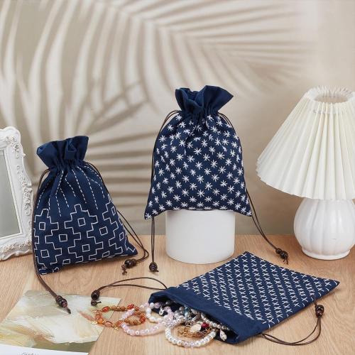 INFUNLY 3 Set Sashiko Drawstring Bag Kit DIY Sashiko Embroidery Bag Set with Printed Fabric Sewing Handbag Kits Embroidery Starter Kit Needlepoint Sewing Bags with Instruction for Beginner Adult