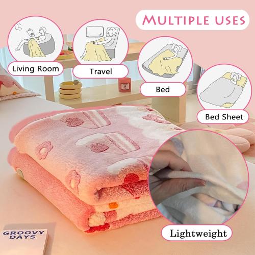 MorroMorn Pink Twin Blanket for Bed Couch Daybed, Fall Super Soft Fleece Blankets for Girls Kids Teen Preppy Dorm - Cozy Fluffy Plush Lightweight