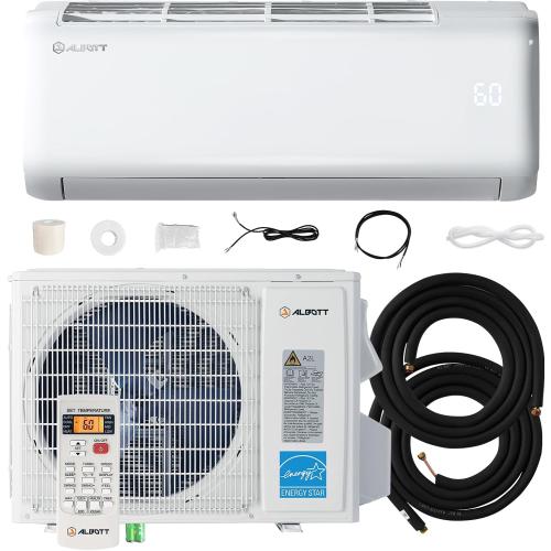 Albott Mini Split Air Conditioner Heat Pump, 12000 BTU 22 SEER2 115V, Energy Star, Remote Control for Rooms up to 450 Sq.Ft, Wall Ac Unit with 14.8ft Installation Kit, White (NO TEST) (missing motor )