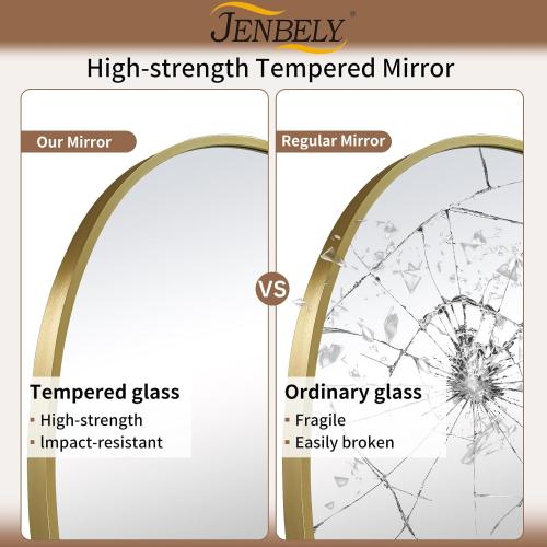 Gold Oval Mirror for Bathroom, 26x38 Inch Oval Bathroom Mirror with Brushed Metal Frame, Wall Mounted Decorative Vanity Mirror for Bathroom, Living Room, Entryway