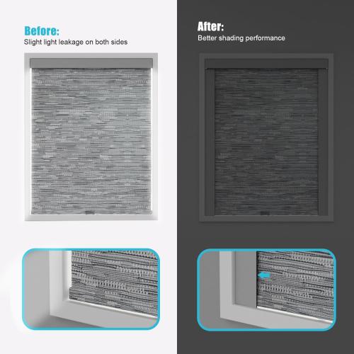Light Blocking Strips, Black Lining Light Blockers for Window Shades and Blinds, Blackout Side Tracks for Bedroom Grey 4 Pcs