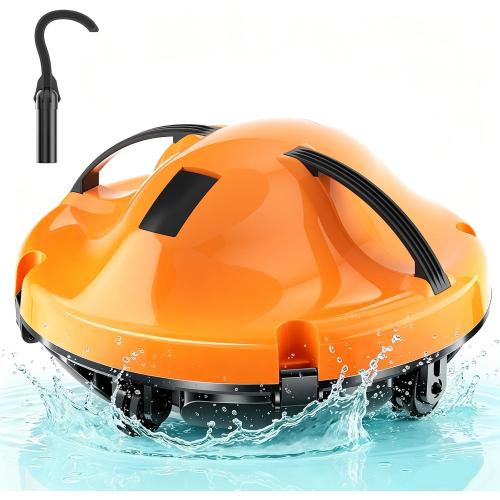 2026 New Cordless Robot Pool Vacuum, Automatic Pool Cleaner Robot with Dual-Motor, 130mins Runtime & Auto Parking Robotic Pool Vacuum for Above Ground Pool Up to 1100 Sq.Ft,JQR-V201,Orange ‼️comes with stains ‼️