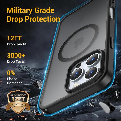 Temdan for iPhone 16 Pro Max Case [Compatible with MagSafe] [Military-Grade Drop Protection] [Anti-Fingerprint] [Anti-Scratch] Slim Silky-Soft Touch Translucent Matte Case 6.9 inch, Black