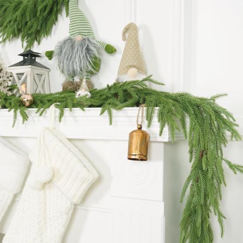 XmasExp Norfolk Pine Garland 9FT Real Touch Realistic Artificial Christmas Garland Decorations for Mantle Windows Indoor Outdoor
