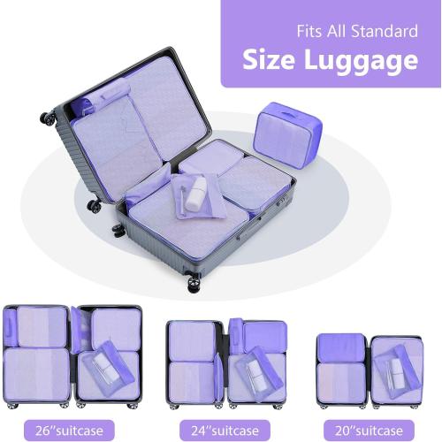 Packing Cubes for Travel - 9 Set Large Travel Cubes Luggage Organizer Bags Set With Laundry Bags/Shoe Bag/Toiletry Bag (Purple)