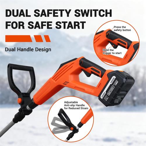20V*2 Cordless Snow Shovel, 14 Brushless Electric Snow Shovel with Two 4.0Ah Battery & Adjustable Directional Plate, Lightweight Snow Blower for Pathways, Patios, Decks & Driveways (Orange)