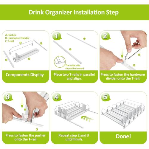 Drink Organizer for Fridge,Self Pushing Fridge Drink Organizer,Automatic Drink Dispenser for Fridge-Holds up to 25 Cans