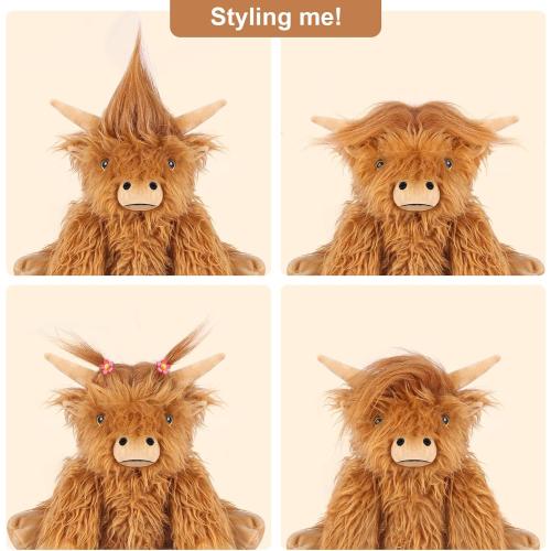 Heatable & Coolable Highland Cow Stuffed Animals Plushie, Microwavable Heating Pad for Soothing & Relaxation, Lavender Scented Cattle Plush Toys for Stress Relief, Stuffed Cow Gifts