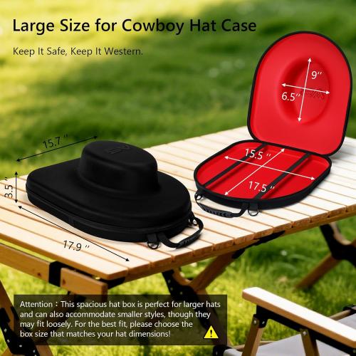 Hat Box for Travel-Crush Proof Hat Travel Case for Cowboy Hats Holder Storage Box Organizer Cap Carrier with Adjustable Carry Strap