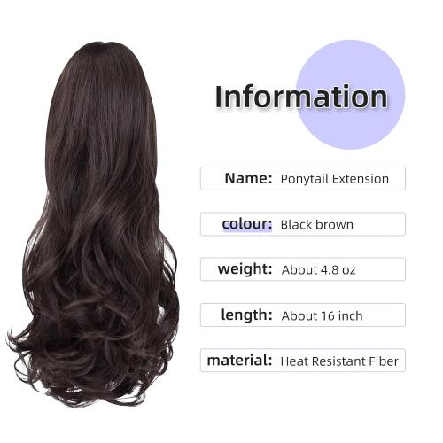 ponytail extension,16 claw clip hair extensions ponytail short curly hair ponytail Extension Natural Looking Synthetic Hairpiece for Women Black brown