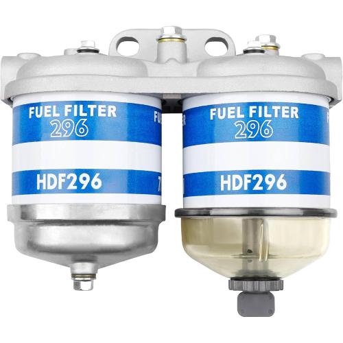 Double Fuel Filter Assembly Fit for Ford 2000 2600 2910 3000 3600 3610 4000 4600 4610 5000 Tractor Models, New Holland NH Universal With Glass Bowl, Replaces# EBPN9N166AA,7111-296