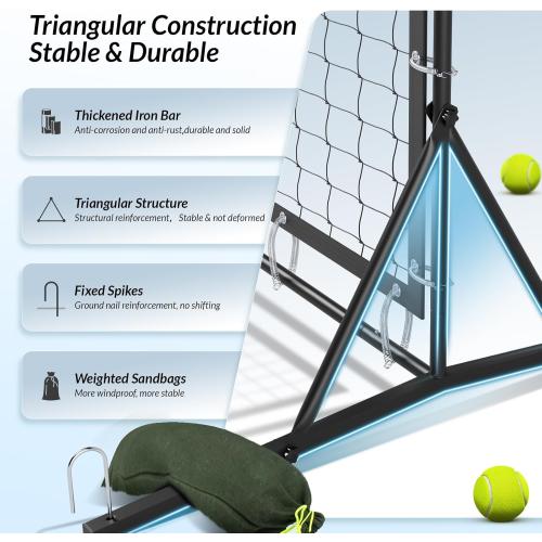9.3*7.4ft Portable Tennis Rebounder Net, Tennis Practice Wall, Tennis Training Net for Tennis Racquet Sports Ball Pickleball, Tennis Backboard Net for Tennis Court Backyard Outdoor Training,