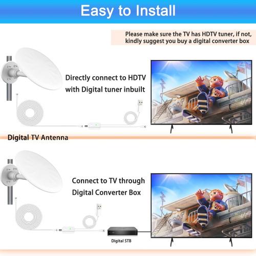 Omni Directional TV Antenna Outdoor, Outdoor Antenna for Smart TV, 720° Long Range Reception Digital HD Signal, with Super Signal Booster, for Attic/Camping/RV/Boat, 2026 Latest (White, XLL)
