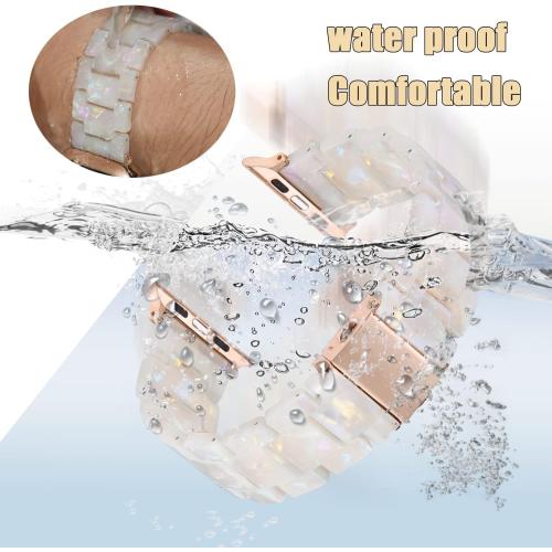 V-MORO Resin Band Compatible with Apple Watch Series 7/8/9/10/11 41mm/40mm/38mm/42mm Fashion Strap for iWatch Series 6/5/4/3/2/1/SE Lightweight Bracelet Wristband Replacement Women(Colorful Ivory White)