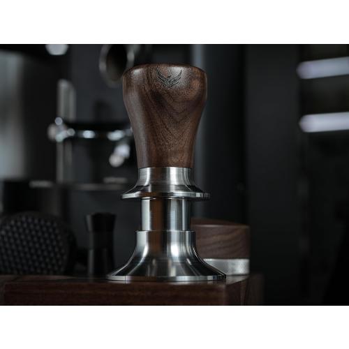 54mm Espresso Tamper For Breville Machines Calibrated Tamper Tool Espresso Walnut, Auto-Leveling and 30lb Spring Loaded Design Coffee Tamper With Stainless Steel Ripple Base