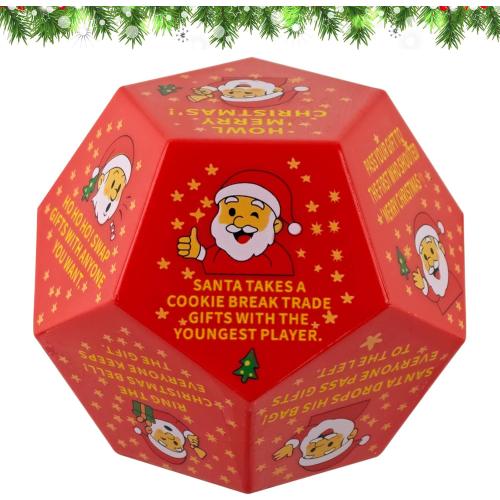 Hilarious Santa Swap Gift Exchange Dice, 3 * 3 in Exchange Gifts Dice, Christmas Stocking Stuffers Gift Exchange Dice Games for Family Party, Gifts for Xmas, Birthday, Party and Family Night, Holiday