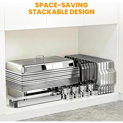 4 Pack Chafing Dishes for Buffet 9QT, Chafing Dish Buffet Set Rectangular with 4 Serving Tongs, Full Size Chafing Pan, Buffet Server Warmer Parties New Year, Chafers and Buffets Warmers Sets