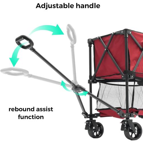 SUNNYFEEL Lightweight 47''L Double Decker Wagon for Sport, 270L Collapsible Wagon Cart,331lbs Collapsible Outdoor Utility Wagon Cart for Shopping Garden Camping,Red-Lightweight