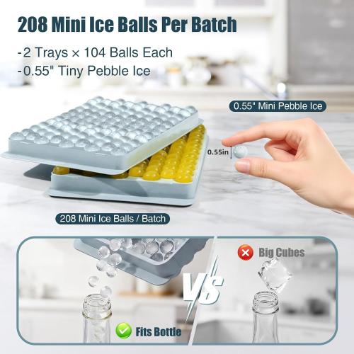 WIBIMEN Mini Ice Cube Trays for Freezer with Lid, 0.55 Pebble Ice