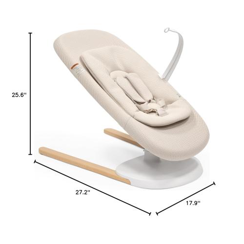 Stokke Yoga Baby Bouncer & Swing, Light Sand - Dual Movement to Soothe & Stimulate Babies Up to 20 lbs - Includes Newborn Cushion for Head Support - Three Adjustable Positions