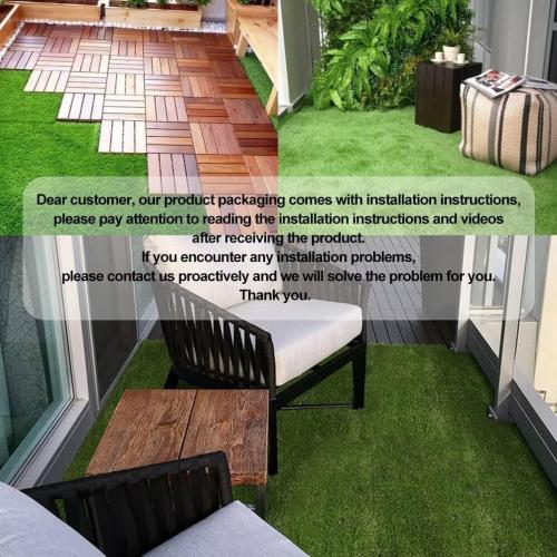 XLX TURF Artificial Grass Turf Tiles Interlocking Set 36 Pieces, Square Fake Grass Tiles Self-draining for Pet Indoor/Outdoor Flooring Decor, 12x12, 8 Buckle Systerm