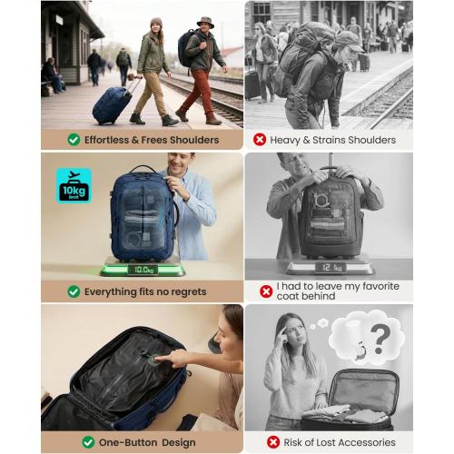 Fanwoli Rolling Vacuum Backpack Travel with One-Button Compression, 55L Expandable, Water Resistant Carry-On Suitcase Luggage, Ideal for Outdoor/Family/Trips‼️light dirt‼️