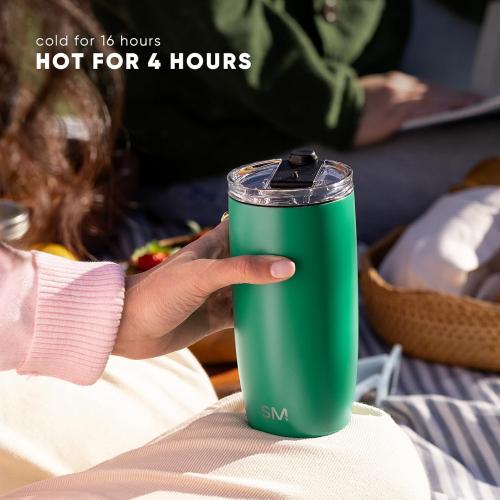 Simple Modern Travel Coffee Mug Tumbler with Flip Lid | Reusable Insulated Stainless Steel Cold Brew Iced Coffee Cup Thermos | Gifts for Women Men Him Her | Voyager Collection | 12oz | Almond Birch