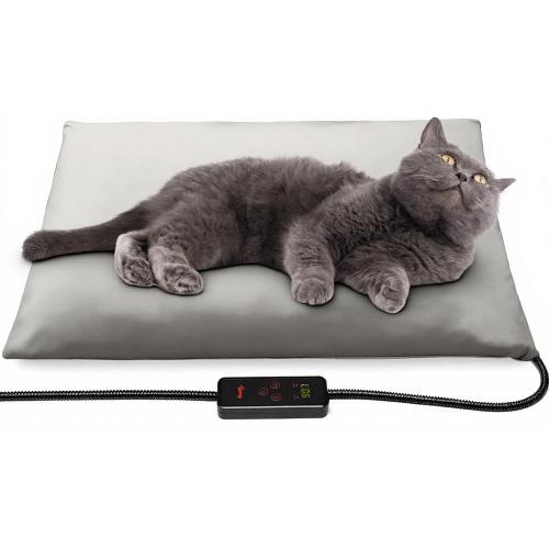 Toozey Small Pet Heating Pad, 6 Adjustable Temperature Dog Cat Heating Pad with Timer, Waterproof Heated Cat Bed with Chew Resistant Cord, Indoor Electric Pet Heated Mat 18x16in