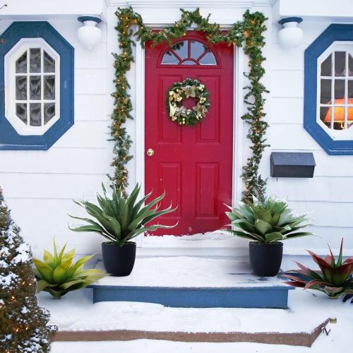 Velener Fake Agave Artificial Plant: Unpotted Fake Plant for Room Decor, UV Resistant Faux Agave Plant for Outdoor/Indoor Decor, 22 inches, 2 Pack