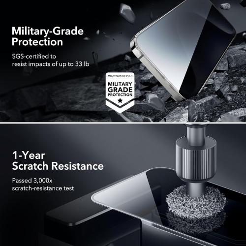 ESR 3 Pack for iPhone 15 Pro Privacy Screen Protector, Anti-spy Tempered-Glass Privacy Screen Protector, Micro-curved Edges, Case Friendly | Anti-spy, Tempered-Glass, Micro-curved Edges, Case Friendly
