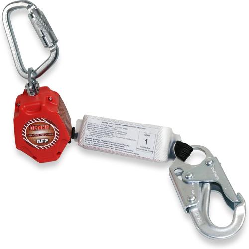 AFP Demon 6 Foot Single Web Leg Self Retracting Lifeline Safety Yoyo, Shock Pack Absorber, Steel Snap Hook & Steel Carabiner Fall Protection Arrest Limiter SRL | OSHA & ANSI Rated