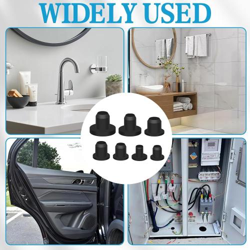 140Pcs Rubber Plug Box, Round Hole Silicone Tool Various Sizes Rubber Plugs Round HolesT-Type Flexible Stopper Sealing Covers for Car Wiring Furniture