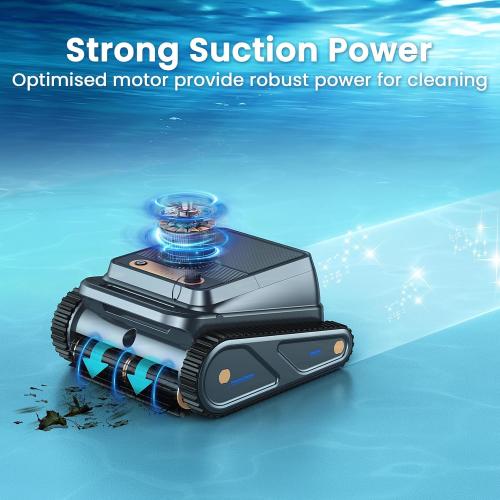 Color Dark Grey U8 Cordless Robotic Pool Cleaner, Pool Vacuum for Inground Pools, Wall & Waterline Cleaning, 150min Battery Life, Intelligent Route Planning, for Pools up to 2,000 Sq.ft (Dark-Grey)