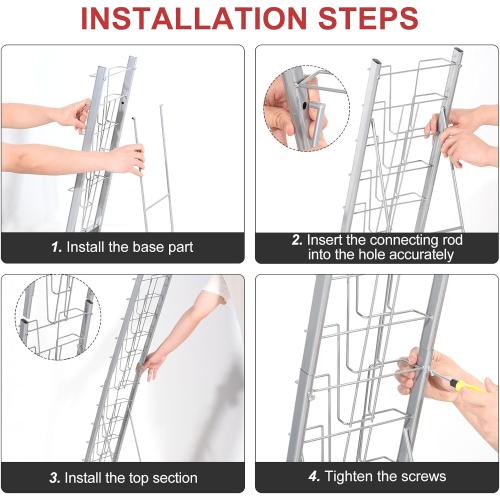 PATIKIL Detachable Magazine Display Racks Floor Standing 10 Layers Brochure Stand Catalog Literature Holder for Hotel, Exhibition, Office