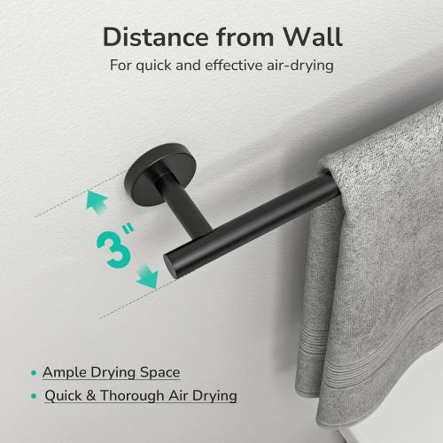 USHOWER Matte Black Towel Bar, 22-Inch Towel Racks for Bathroom