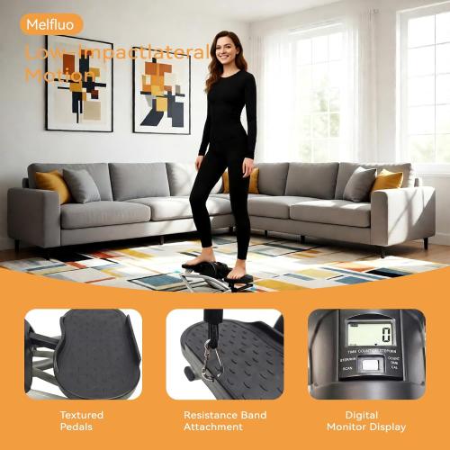 Rock Stepper with Resistance Bands - Ultra-Quiet Hydraulic Lateral Stepper, Fully Assembled Side to Side Step Rocker for Home Office, 250LBS Capacity