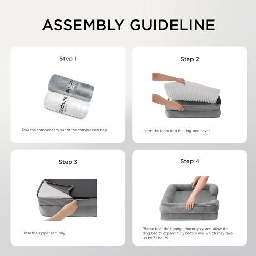 Bedsure Orthopedic Dog Beds for Extra Small Dogs- Washable Dog Cat Bed Waterproof, Comfort Pet Couch Sofa with Washable Removable Cover, Pets Bed with Nonskid Bottom, Grey, 20